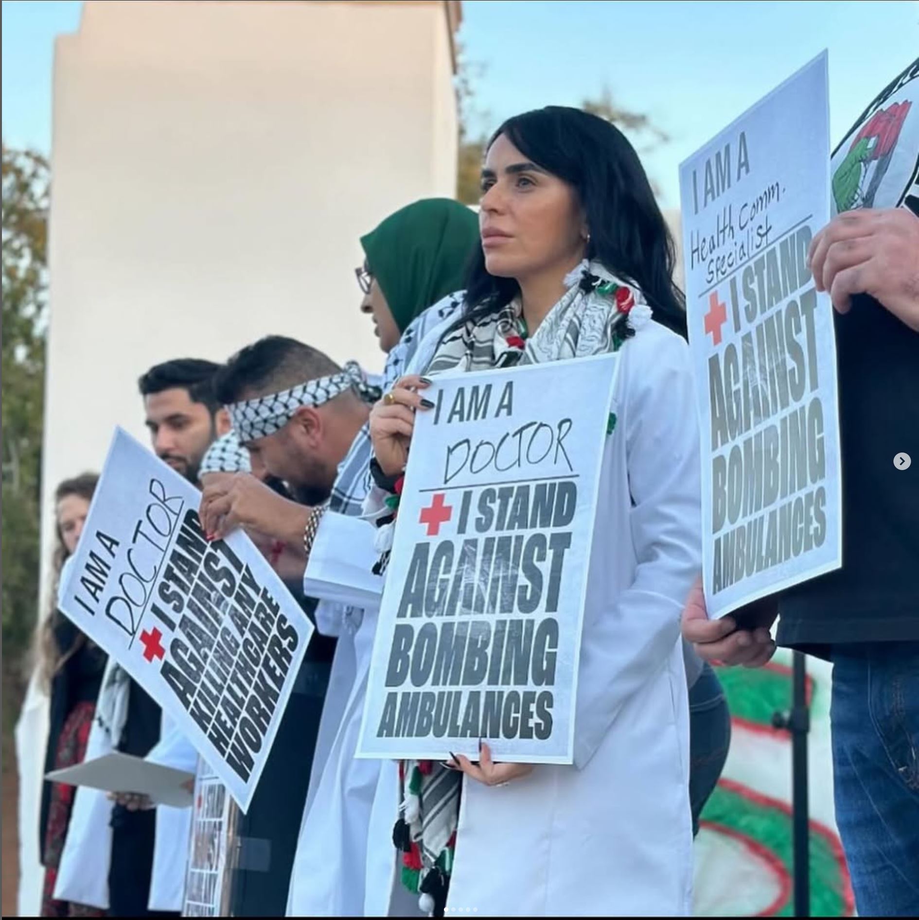 Healthcare professionals speak out at a Doctors Against Genocide event